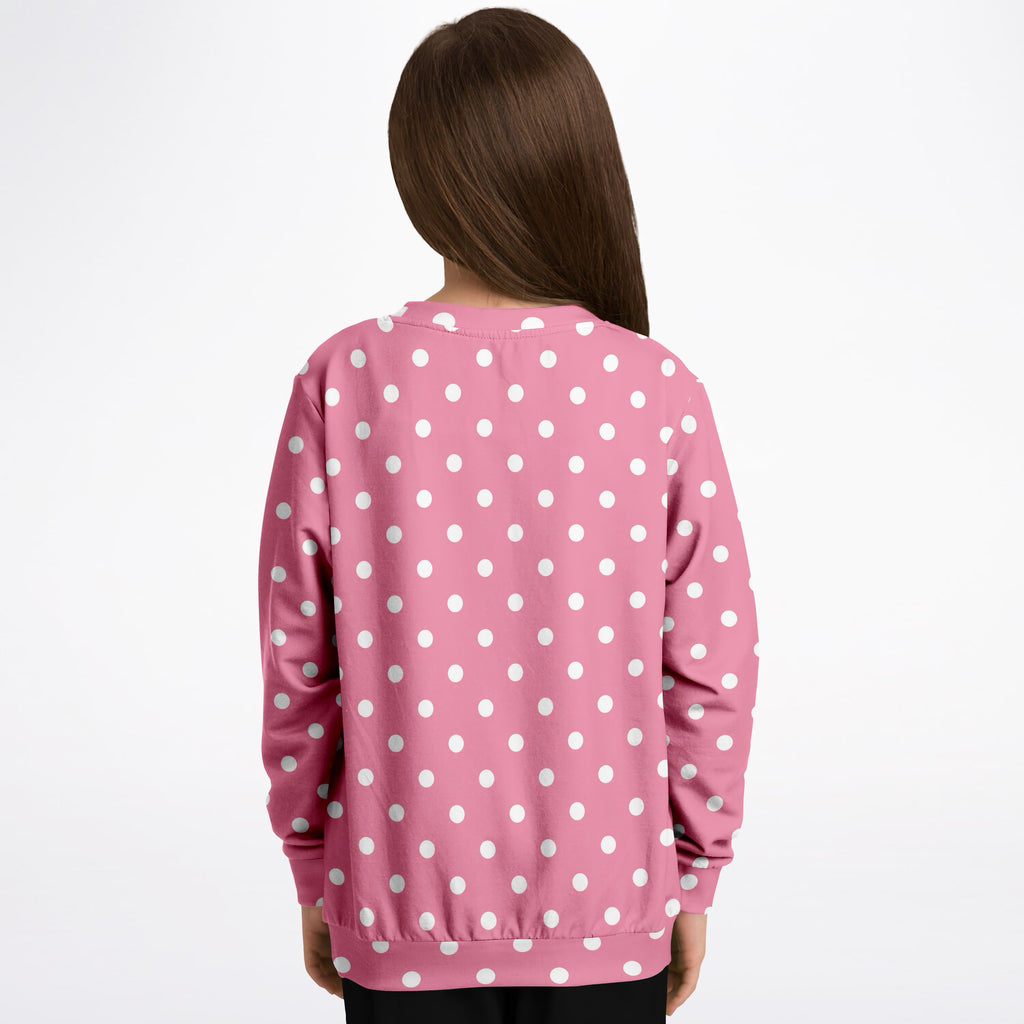Kids Pink Polka Dot Sweatshirt – Ultra Soft & Stretchy, Cozy Fleece or Lightweight Sports Fabric Sweatshirt – Ultra Soft & Stretchy, Cozy Fleece or Lightweight Sports Fabric