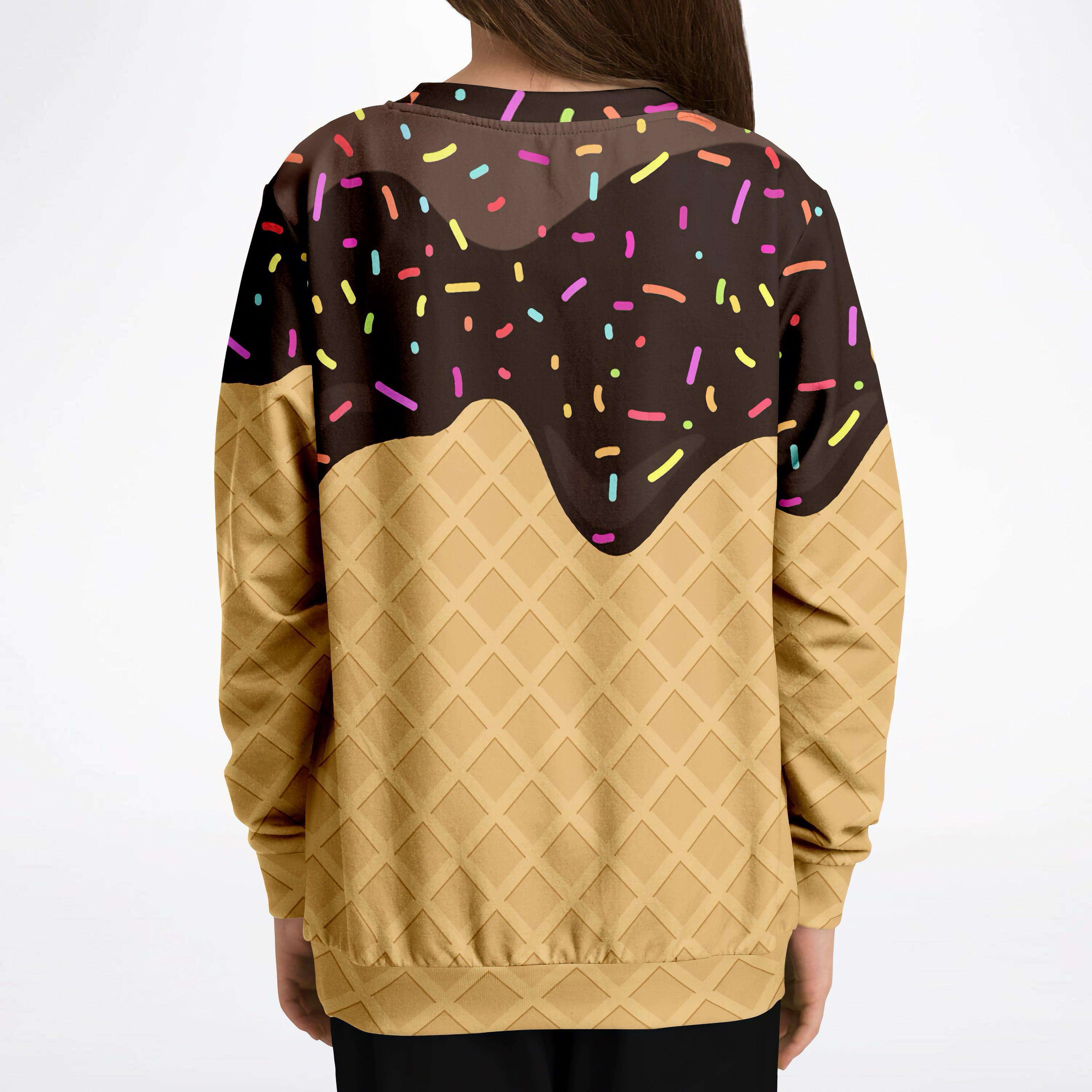 Kids Chocolate Ice Cream Cone Sweatshirt – Cozy Cotton Fleece or Lightweight Sports Fabric
