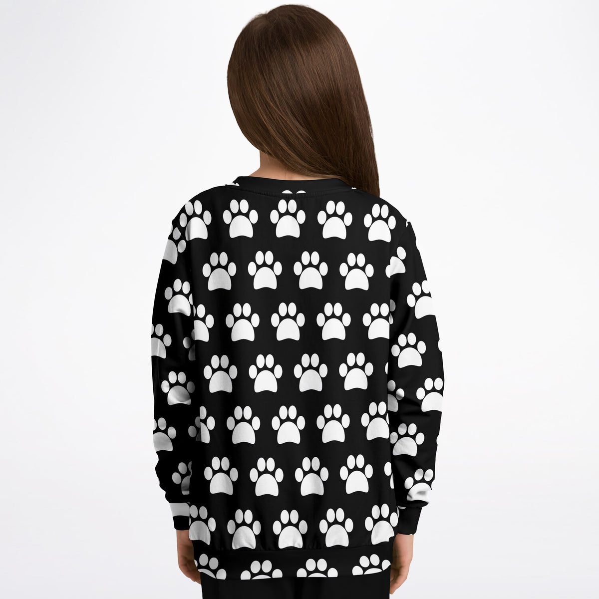 Kids Black Paw Print Sweatshirt – Ultra Soft & Stretchy, Cozy Fleece or Lightweight Sports Fabric Sweatshirt – Ultra Soft & Stretchy, Cozy Fleece or Lightweight Sports Fabric