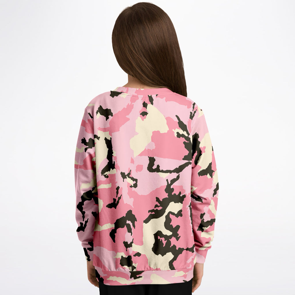 Girls Classic Pink Camouflage Sweatshirt – Ultra Soft & Stretchy, Cozy Fleece or Lightweight Sports Fabric Sweatshirt – Ultra Soft & Stretchy, Cozy Fleece or Lightweight Sports Fabric