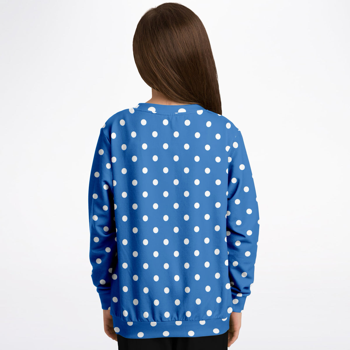 Kids Bright Blue Polka Dot Sweatshirt – Ultra Soft & Stretchy, Cozy Fleece or Lightweight Sports Fabric Sweatshirt – Ultra Soft & Stretchy, Cozy Fleece or Lightweight Sports Fabric