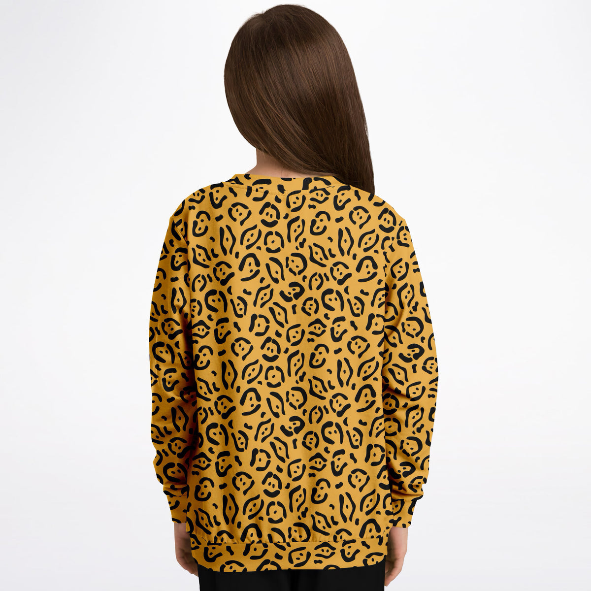 Kids Mustard Yellow Leopard Print Sweatshirt – Ultra Soft & Stretchy, Cozy Fleece or Lightweight Sports Fabric Sweatshirt – Ultra Soft & Stretchy, Cozy Fleece or Lightweight Sports Fabric