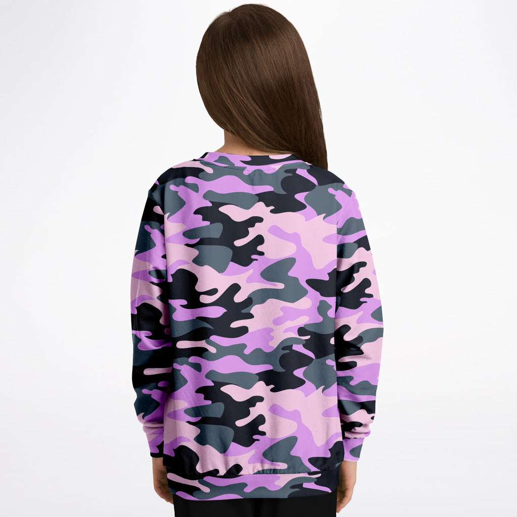 Kids Purple Camouflage Sweatshirt – Ultra Soft & Stretchy, Cozy Fleece or Lightweight Sports Fabric Sweatshirt – Ultra Soft & Stretchy, Cozy Fleece or Lightweight Sports Fabric