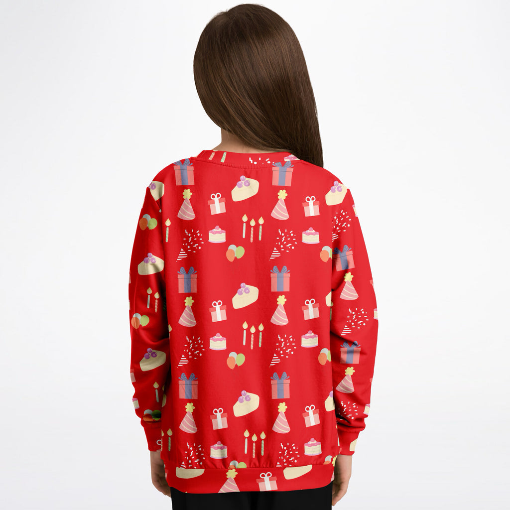Kids Birthday Party Red Sweatshirt – Ultra Soft & Stretchy, Cozy Fleece or Lightweight Sports Fabric Sweatshirt – Ultra Soft & Stretchy, Cozy Fleece or Lightweight Sports Fabric