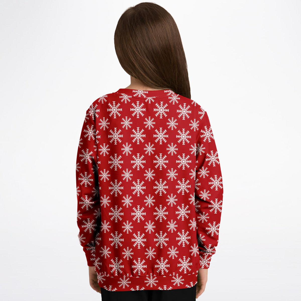 Kids Red Christmas Snowflake Sweatshirt – Ultra Soft & Stretchy, Cozy Fleece or Lightweight Sports Fabric Sweatshirt – Ultra Soft & Stretchy, Cozy Fleece or Lightweight Sports Fabric