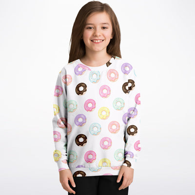 Kids Colorful Donuts Sweatshirt – Cozy Cotton Fleece or Lightweight Sports Fabric