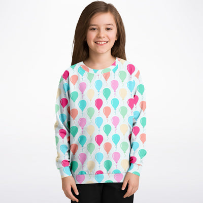 Kids Birthday Balloons Sweatshirt – Cozy Cotton Fleece or Lightweight Sports Fabric