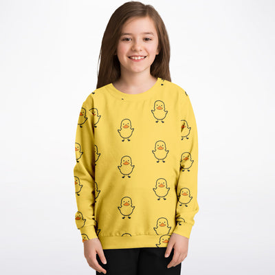 Kids Yellow Duck Sweatshirt – Cozy Cotton Fleece or Lightweight Sports Fabric