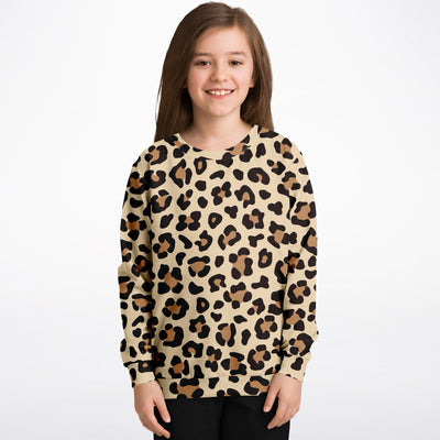 Kids Leopard Print Sweatshirt – Cozy Cotton Fleece or Lightweight Sports Fabric