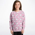 Girls Pink Pug Sweatshirt – Cozy Cotton Fleece or Lightweight Sports Fabric