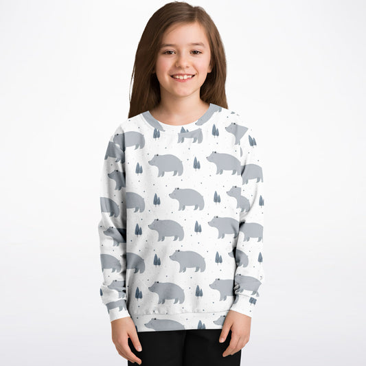 Kids Polar Bear Sweatshirt – Cozy Cotton Fleece or Lightweight Sports Fabric