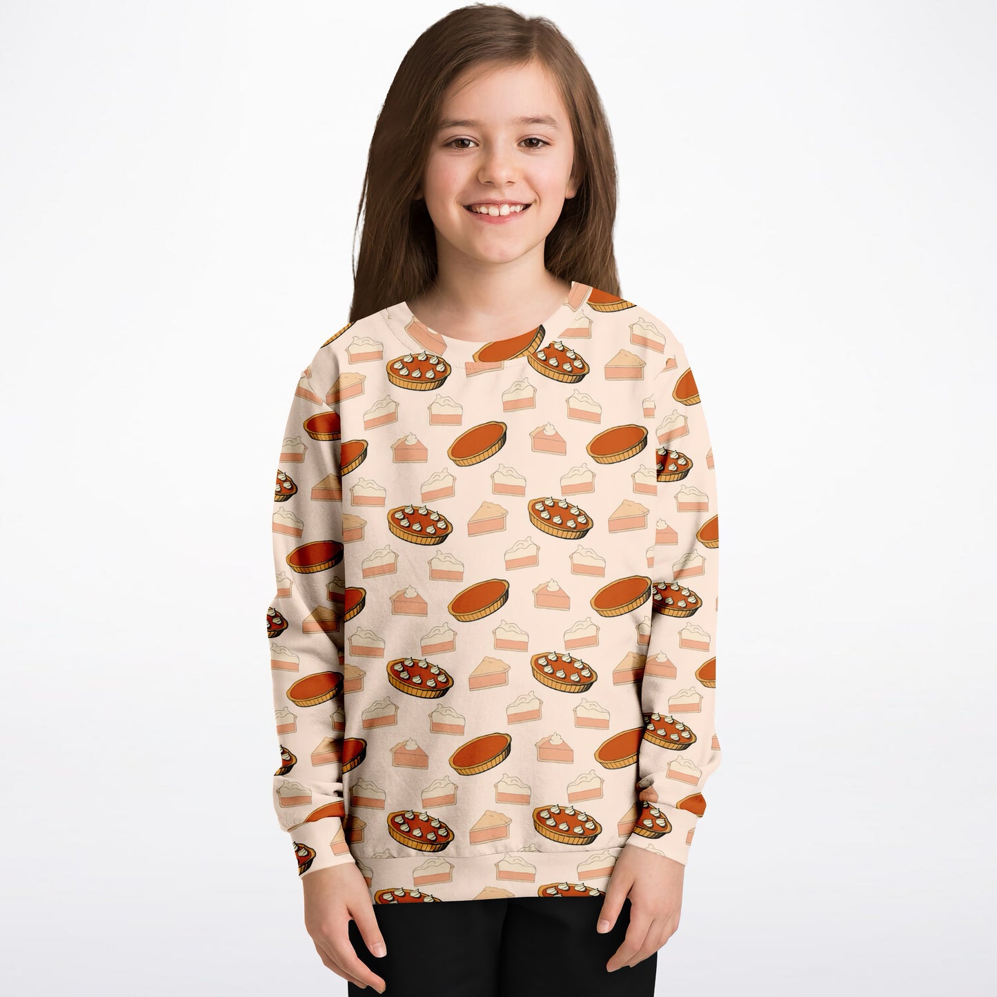 Kids Pumpkin Pie Thanksgiving Sweatshirt – Cozy Cotton Fleece or Lightweight Sports Fabric