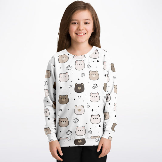 Kids Bears and Pandas Sweatshirt – Cozy Cotton Fleece or Lightweight Sports Fabric