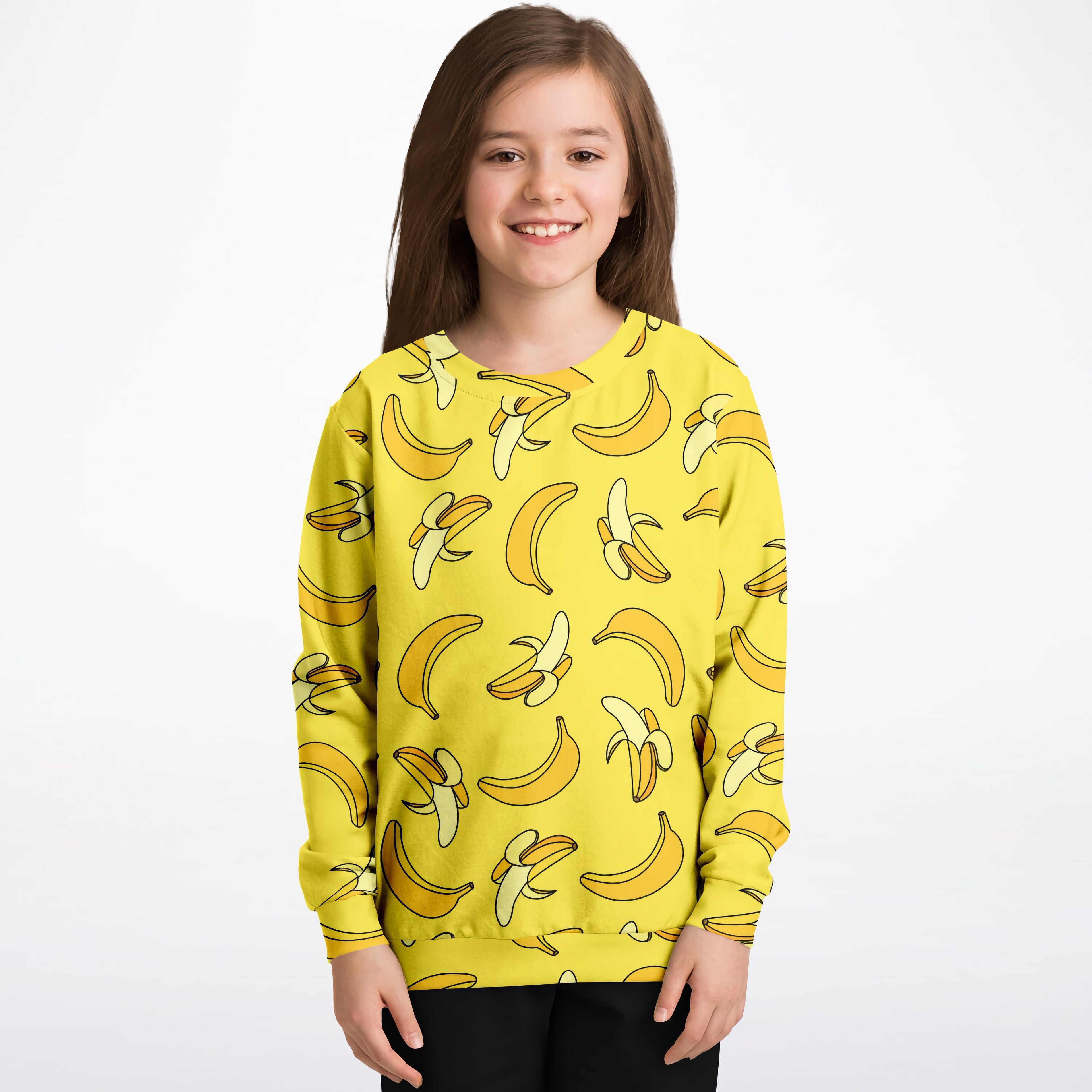 Kids Yellow Banana Sweatshirt – Cozy Cotton Fleece or Lightweight Sports Fabric