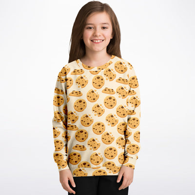 Kids Chocolate Chip Cookies Sweatshirt – Cozy Cotton Fleece or Lightweight Sports Fabric