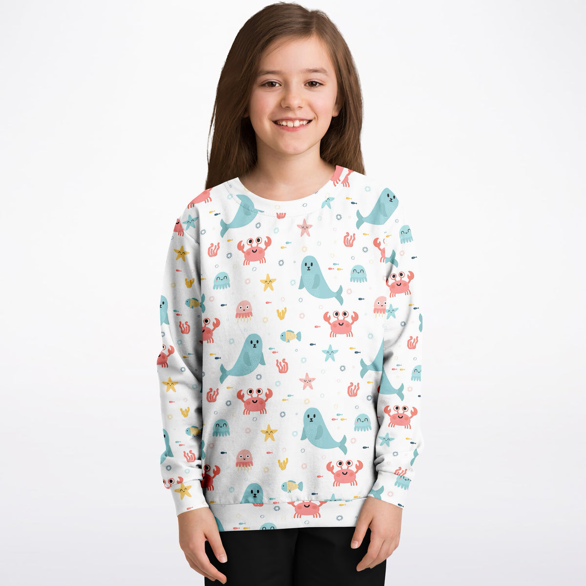 Kids Cute Ocean Animals Sweatshirt – Ultra Soft & Stretchy, Cozy Fleece or Lightweight Sports Fabric Sweatshirt – Ultra Soft & Stretchy, Cozy Fleece or Lightweight Sports Fabric