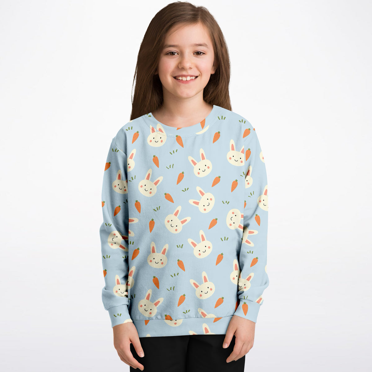 Kids Cute Bunny & Carrot Sweatshirt – Ultra Soft & Stretchy, Cozy Fleece or Lightweight Sports Fabric Sweatshirt – Ultra Soft & Stretchy, Cozy Fleece or Lightweight Sports Fabric