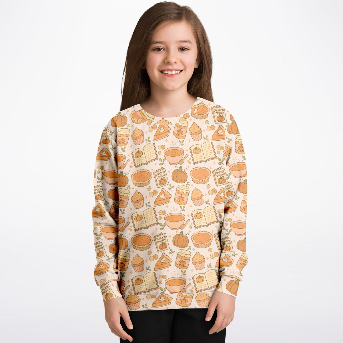 Kids Pumpkin Pie Themed Sweatshirt – Ultra Soft & Stretchy, Cozy Fleece or Lightweight Sports Fabric Sweatshirt – Ultra Soft & Stretchy, Cozy Fleece or Lightweight Sports Fabric
