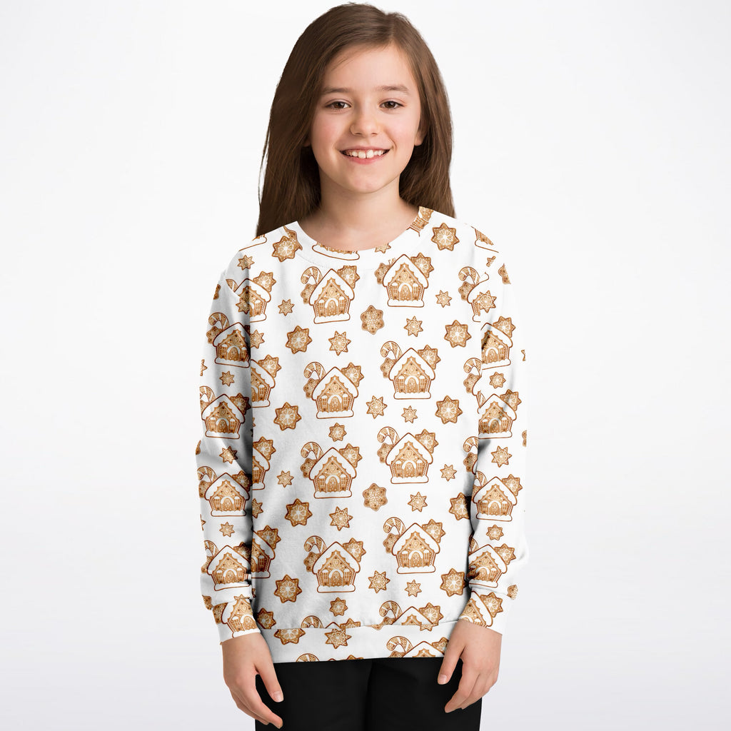 Kids Christmas Gingerbread House Sweatshirt – Ultra Soft & Stretchy, Cozy Fleece or Lightweight Sports Fabric Sweatshirt – Ultra Soft & Stretchy, Cozy Fleece or Lightweight Sports Fabric