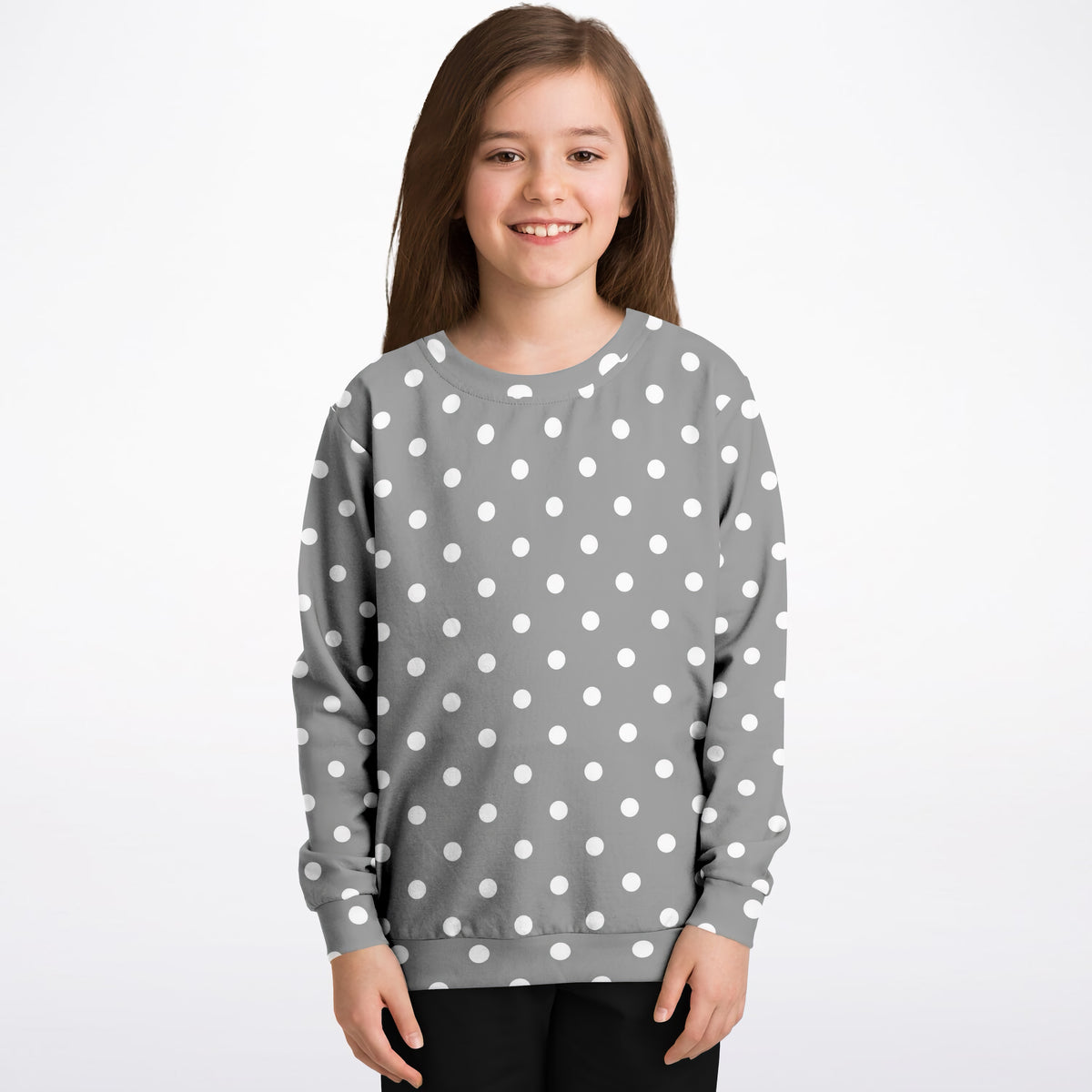 Kids Gray Polka Dot Sweatshirt – Ultra Soft & Stretchy, Cozy Fleece or Lightweight Sports Fabric Sweatshirt – Ultra Soft & Stretchy, Cozy Fleece or Lightweight Sports Fabric