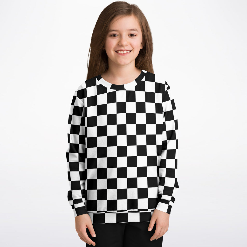 Kids Checkered Sweatshirt – Ultra Soft & Stretchy, Cozy Fleece or Lightweight Sports Fabric Sweatshirt – Ultra Soft & Stretchy, Cozy Fleece or Lightweight Sports Fabric