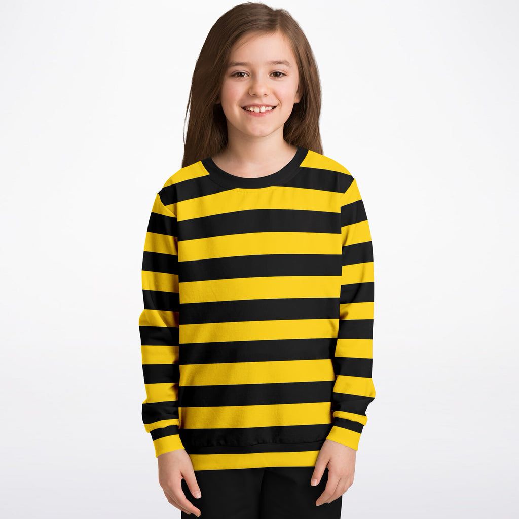 Kids Bee Stripe Sweatshirt – Ultra Soft & Stretchy, Cozy Fleece or Lightweight Sports Fabric Sweatshirt – Ultra Soft & Stretchy, Cozy Fleece or Lightweight Sports Fabric