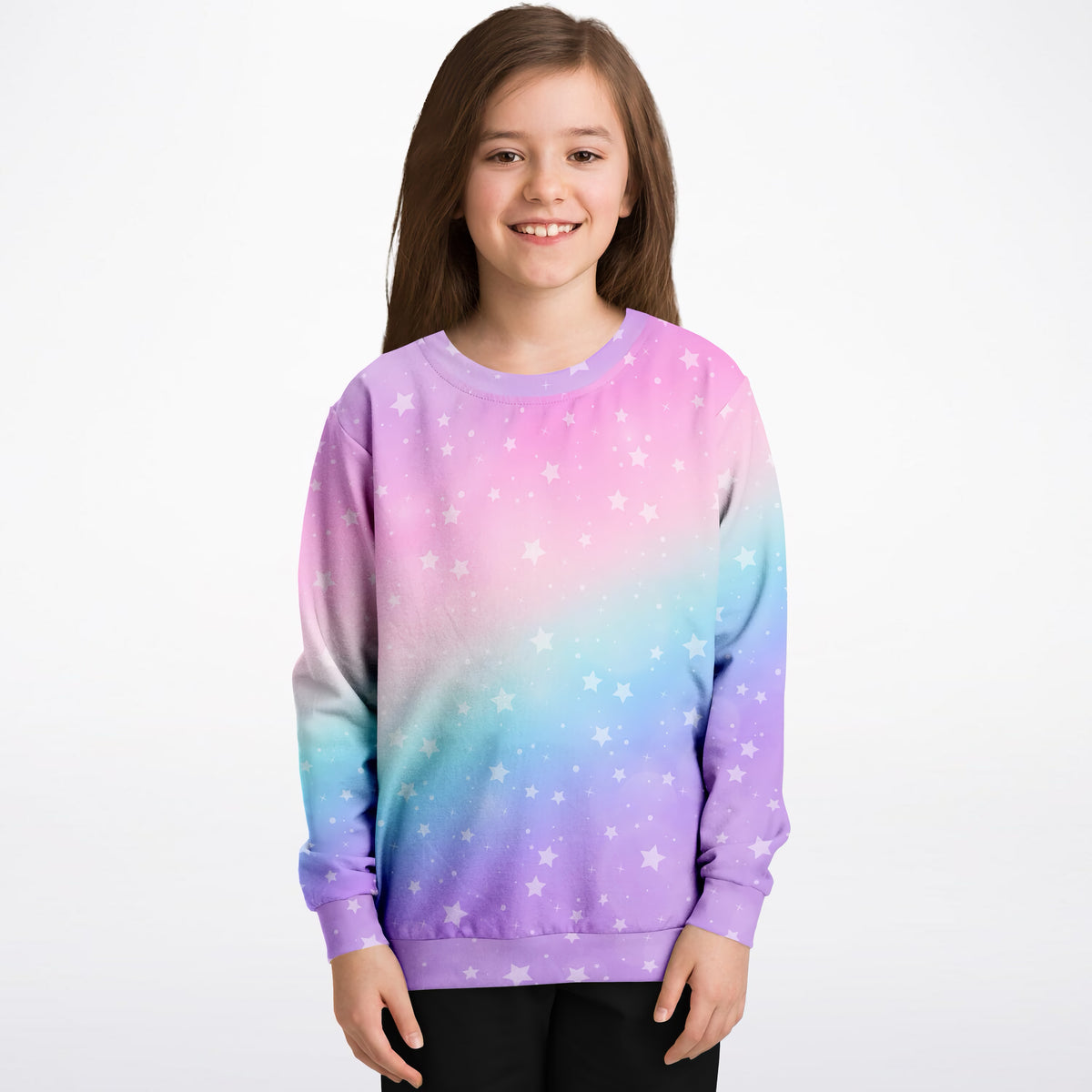 Girls Rainbow Stars Sweatshirt – Ultra Soft & Stretchy, Cozy Fleece or Lightweight Sports Fabric Sweatshirt – Ultra Soft & Stretchy, Cozy Fleece or Lightweight Sports Fabric