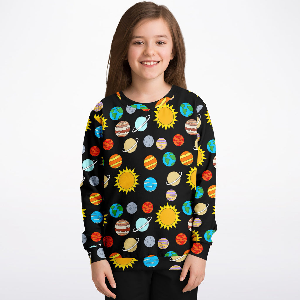 Kids Solar System Sweatshirt – Ultra Soft & Stretchy, Cozy Fleece or Lightweight Sports Fabric Sweatshirt – Ultra Soft & Stretchy, Cozy Fleece or Lightweight Sports Fabric
