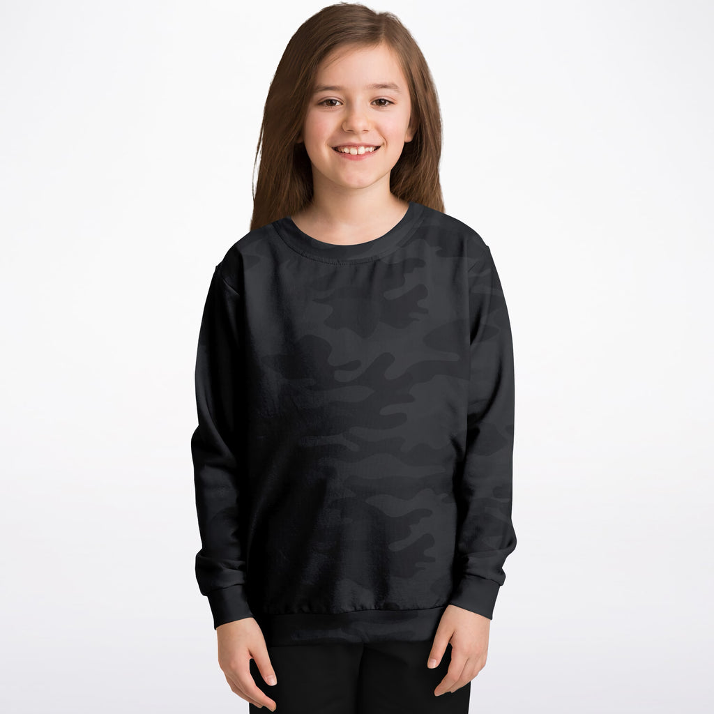 Kids Black Camouflage Sweatshirt – Ultra Soft & Stretchy, Cozy Fleece or Lightweight Sports Fabric Sweatshirt – Ultra Soft & Stretchy, Cozy Fleece or Lightweight Sports Fabric