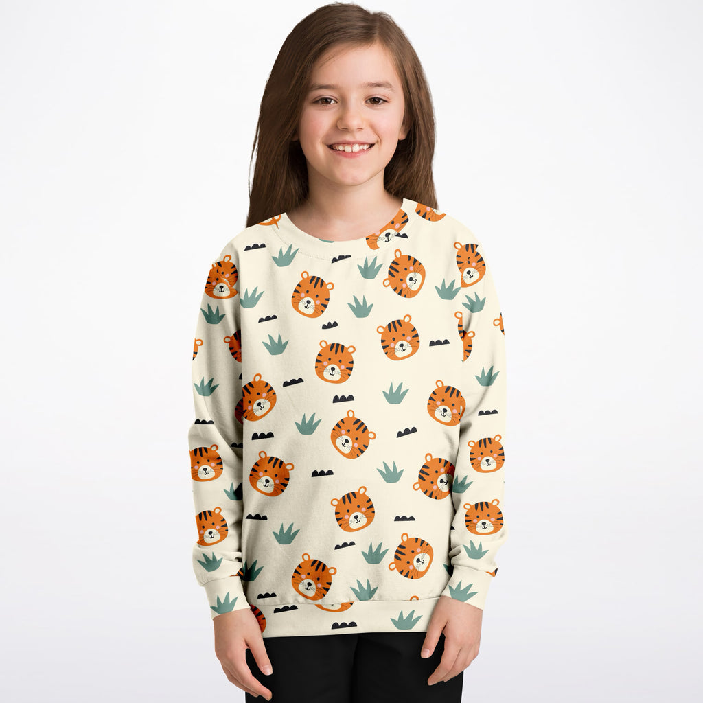 Kids Tiger Face Sweatshirt – Ultra Soft & Stretchy, Cozy Fleece or Lightweight Sports Fabric Sweatshirt – Ultra Soft & Stretchy, Cozy Fleece or Lightweight Sports Fabric
