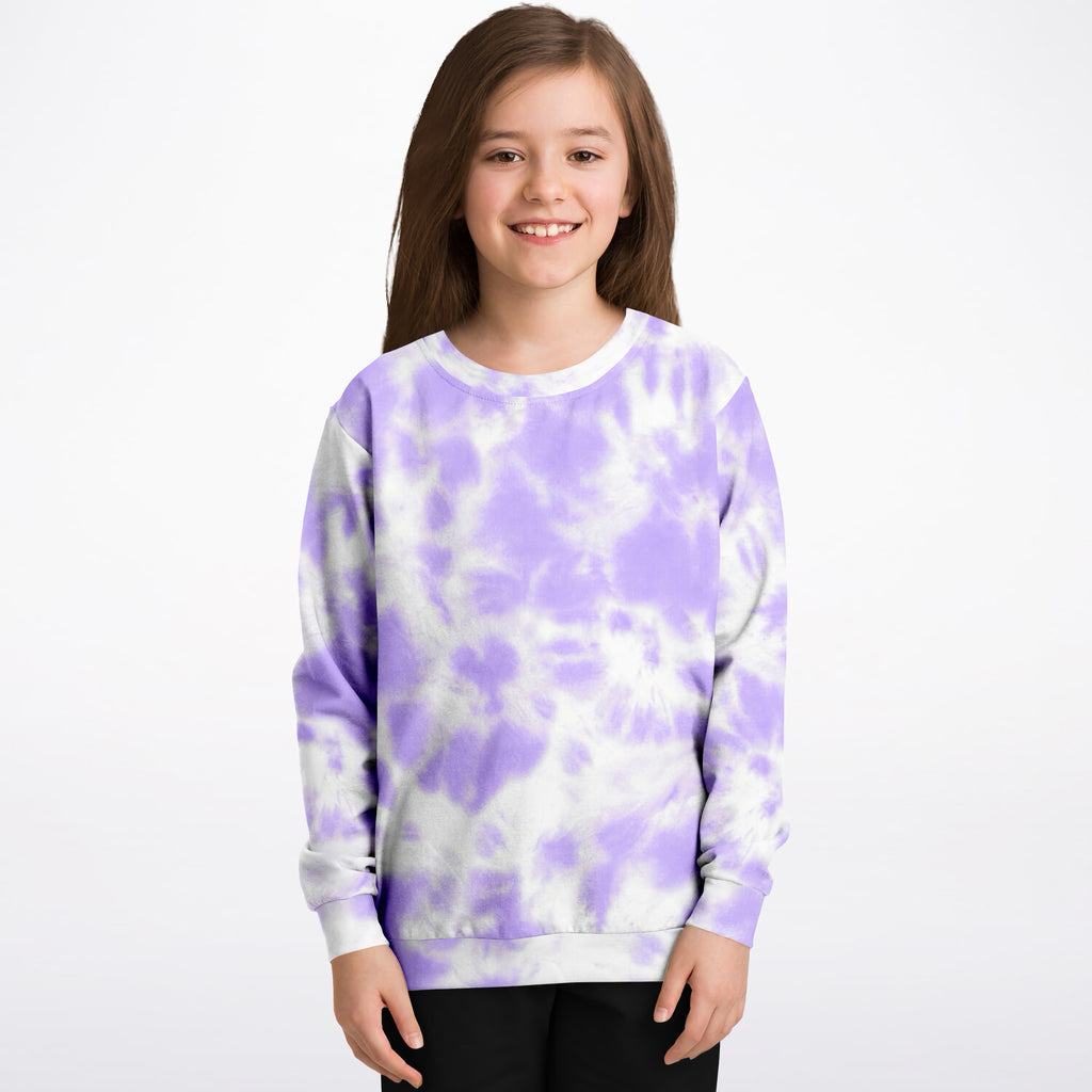 Kids Purple Tie Dye Sweatshirt – Ultra Soft & Stretchy, Cozy Fleece or Lightweight Sports Fabric Sweatshirt – Ultra Soft & Stretchy, Cozy Fleece or Lightweight Sports Fabric