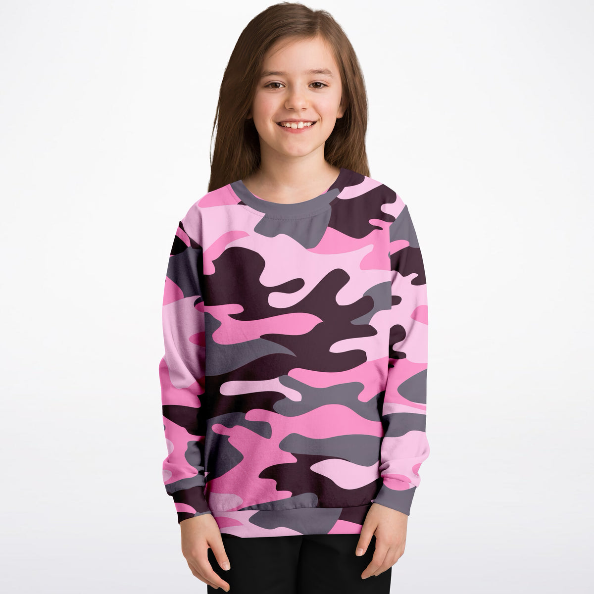 Girls Pink Camouflage Sweatshirt – Ultra Soft & Stretchy, Cozy Fleece or Lightweight Sports Fabric Sweatshirt – Ultra Soft & Stretchy, Cozy Fleece or Lightweight Sports Fabric