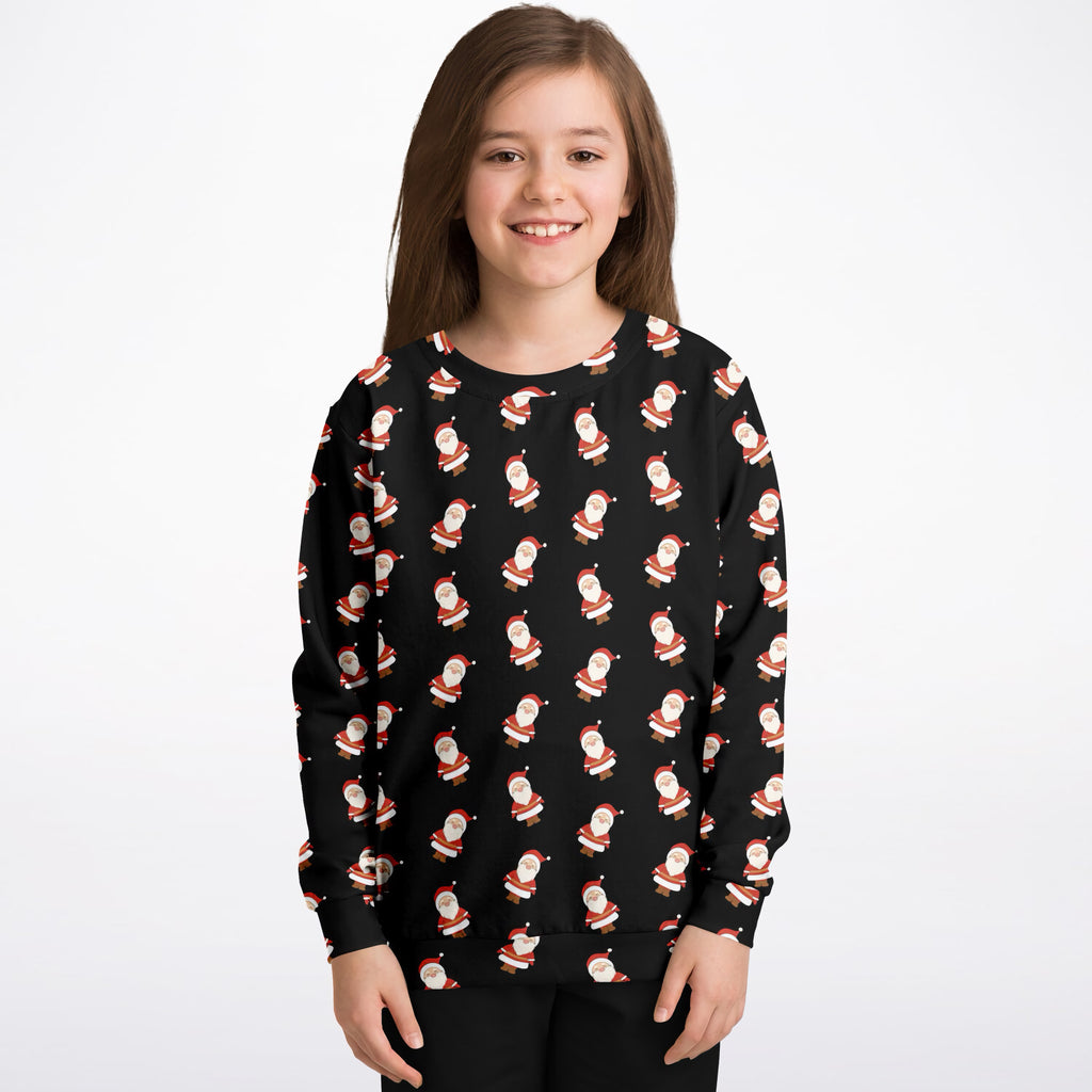 Kids Santa Claus Christmas Sweatshirt – Ultra Soft & Stretchy, Cozy Fleece or Lightweight Sports Fabric Sweatshirt – Ultra Soft & Stretchy, Cozy Fleece or Lightweight Sports Fabric