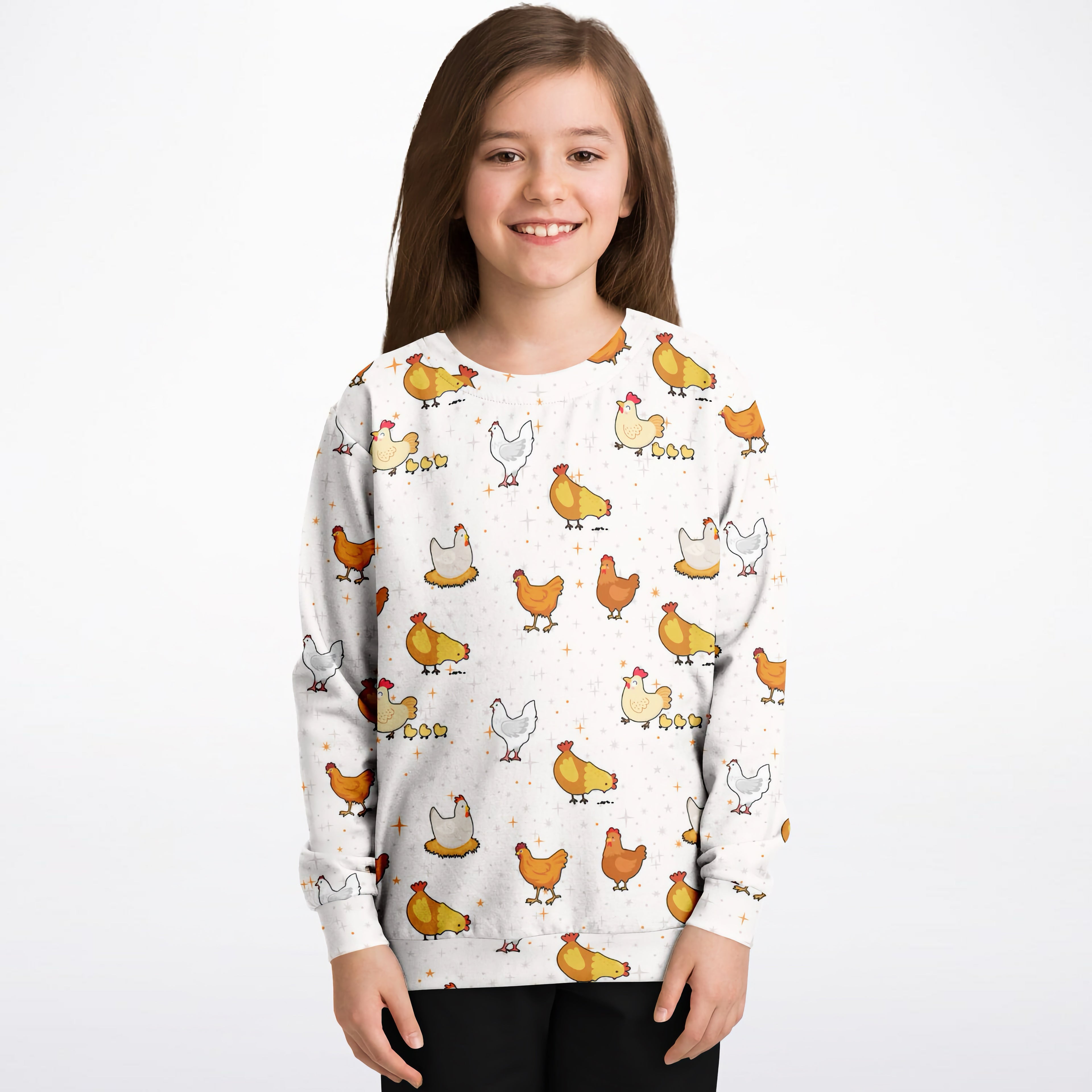 Kids Chicken Sweatshirt – Cozy Cotton Fleece or Lightweight Sports Fabric