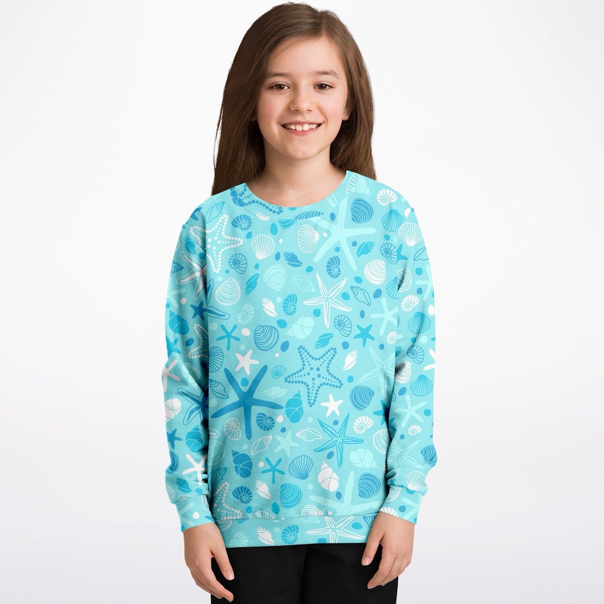 Kids Starfish and Seashells Sweatshirt – Ultra Soft & Stretchy, Cozy Fleece or Lightweight Sports Fabric Sweatshirt – Ultra Soft & Stretchy, Cozy Fleece or Lightweight Sports Fabric