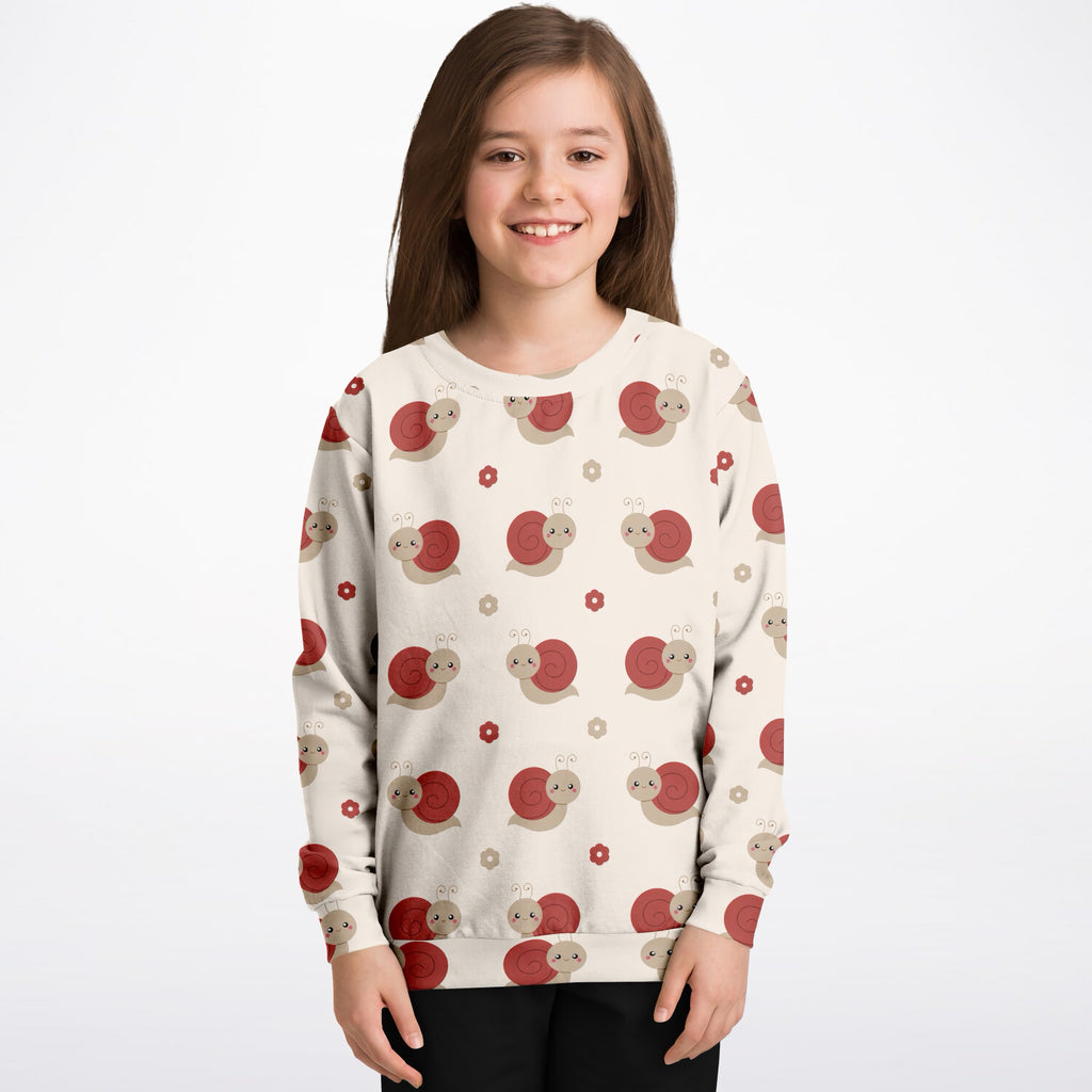 Kids Red Snail Sweatshirt – Ultra Soft & Stretchy, Cozy Fleece or Lightweight Sports Fabric Sweatshirt – Ultra Soft & Stretchy, Cozy Fleece or Lightweight Sports Fabric