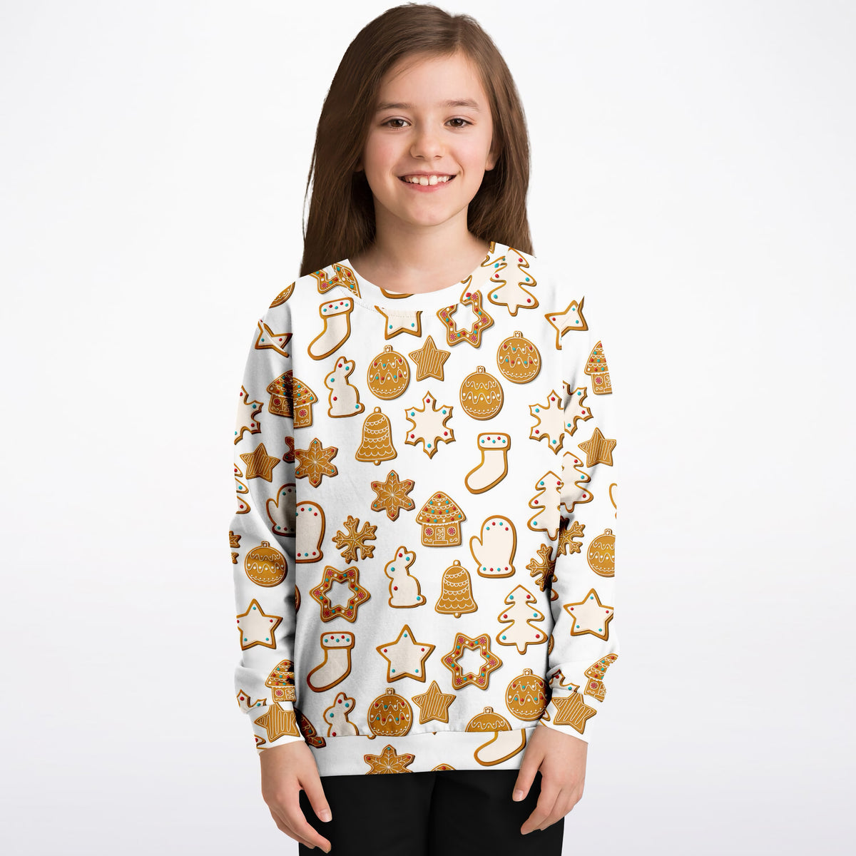 Kids Christmas Gingerbread Cookie Sweatshirt – Ultra Soft & Stretchy, Cozy Fleece or Lightweight Sports Fabric Sweatshirt – Ultra Soft & Stretchy, Cozy Fleece or Lightweight Sports Fabric