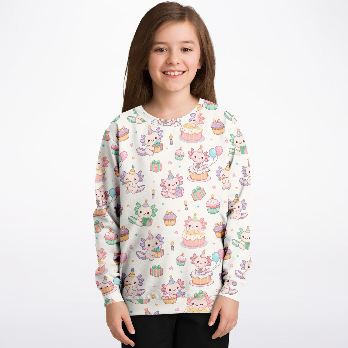 Kids Axolotl Birthday Sweatshirt – Ultra Soft & Stretchy, Cozy Fleece or Lightweight Sports Fabric Sweatshirt – Ultra Soft & Stretchy, Cozy Fleece or Lightweight Sports Fabric