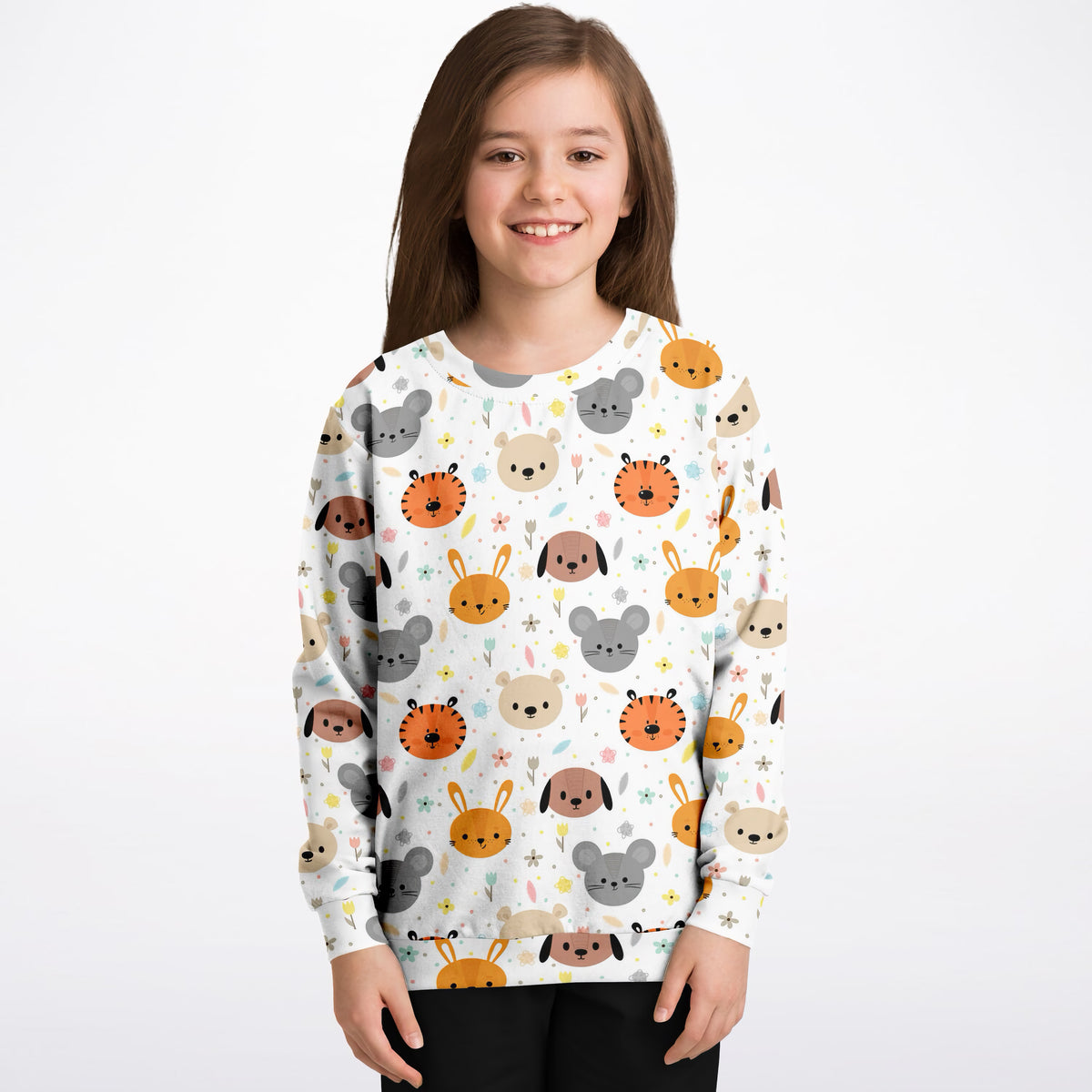 Kids Cute Animal Faces Sweatshirt – Ultra Soft & Stretchy, Cozy Fleece or Lightweight Sports Fabric Sweatshirt – Ultra Soft & Stretchy, Cozy Fleece or Lightweight Sports Fabric