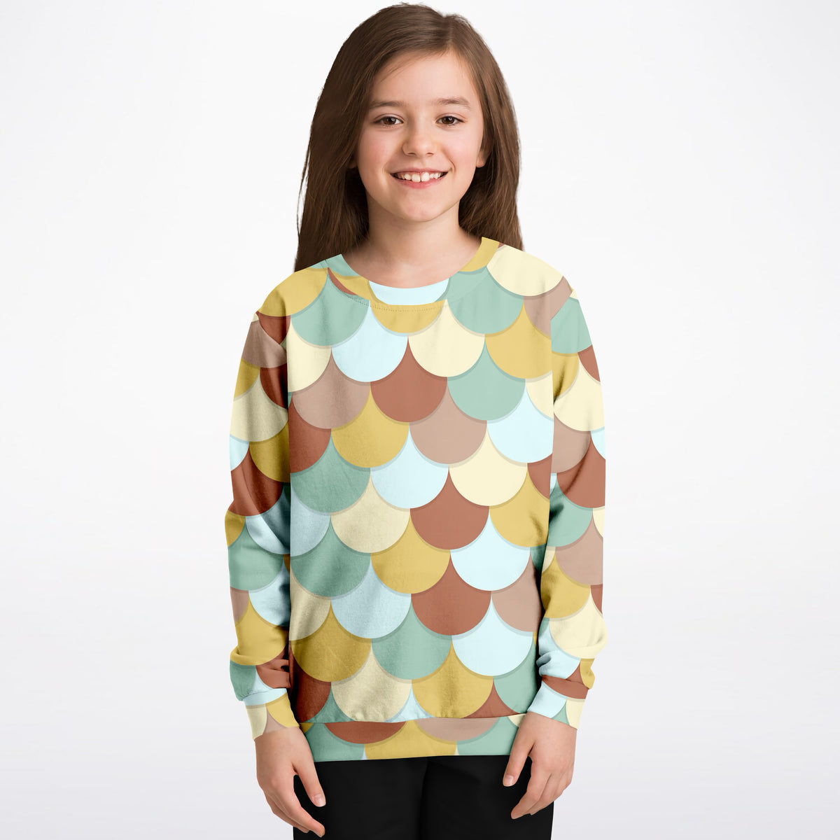 Girls Aqua Mermaid Scales Sweatshirt – Ultra Soft & Stretchy, Cozy Fleece or Lightweight Sports Fabric Sweatshirt – Ultra Soft & Stretchy, Cozy Fleece or Lightweight Sports Fabric