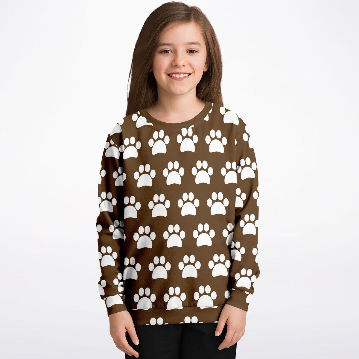 Kids Brown Paw Print Sweatshirt – Ultra Soft & Stretchy, Cozy Fleece or Lightweight Sports Fabric Sweatshirt – Ultra Soft & Stretchy, Cozy Fleece or Lightweight Sports Fabric