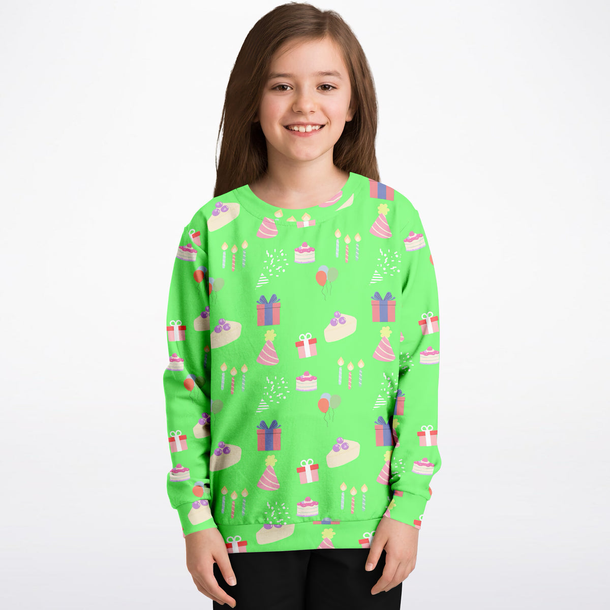 Kids Birthday Party Green Sweatshirt – Ultra Soft & Stretchy, Cozy Fleece or Lightweight Sports Fabric Sweatshirt – Ultra Soft & Stretchy, Cozy Fleece or Lightweight Sports Fabric