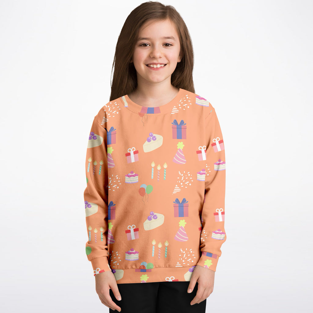 Kids Birthday Party Orange Sweatshirt – Ultra Soft & Stretchy, Cozy Fleece or Lightweight Sports Fabric Sweatshirt – Ultra Soft & Stretchy, Cozy Fleece or Lightweight Sports Fabric