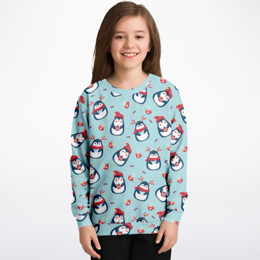 Kids Reindeer Penguin Sweatshirt – Ultra Soft & Stretchy, Cozy Fleece or Lightweight Sports Fabric Sweatshirt – Ultra Soft & Stretchy, Cozy Fleece or Lightweight Sports Fabric