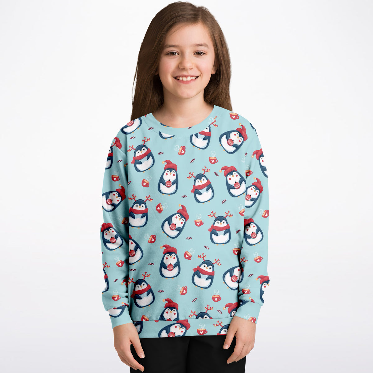Kids Reindeer Penguin Sweatshirt – Ultra Soft & Stretchy, Cozy Fleece or Lightweight Sports Fabric Sweatshirt – Ultra Soft & Stretchy, Cozy Fleece or Lightweight Sports Fabric