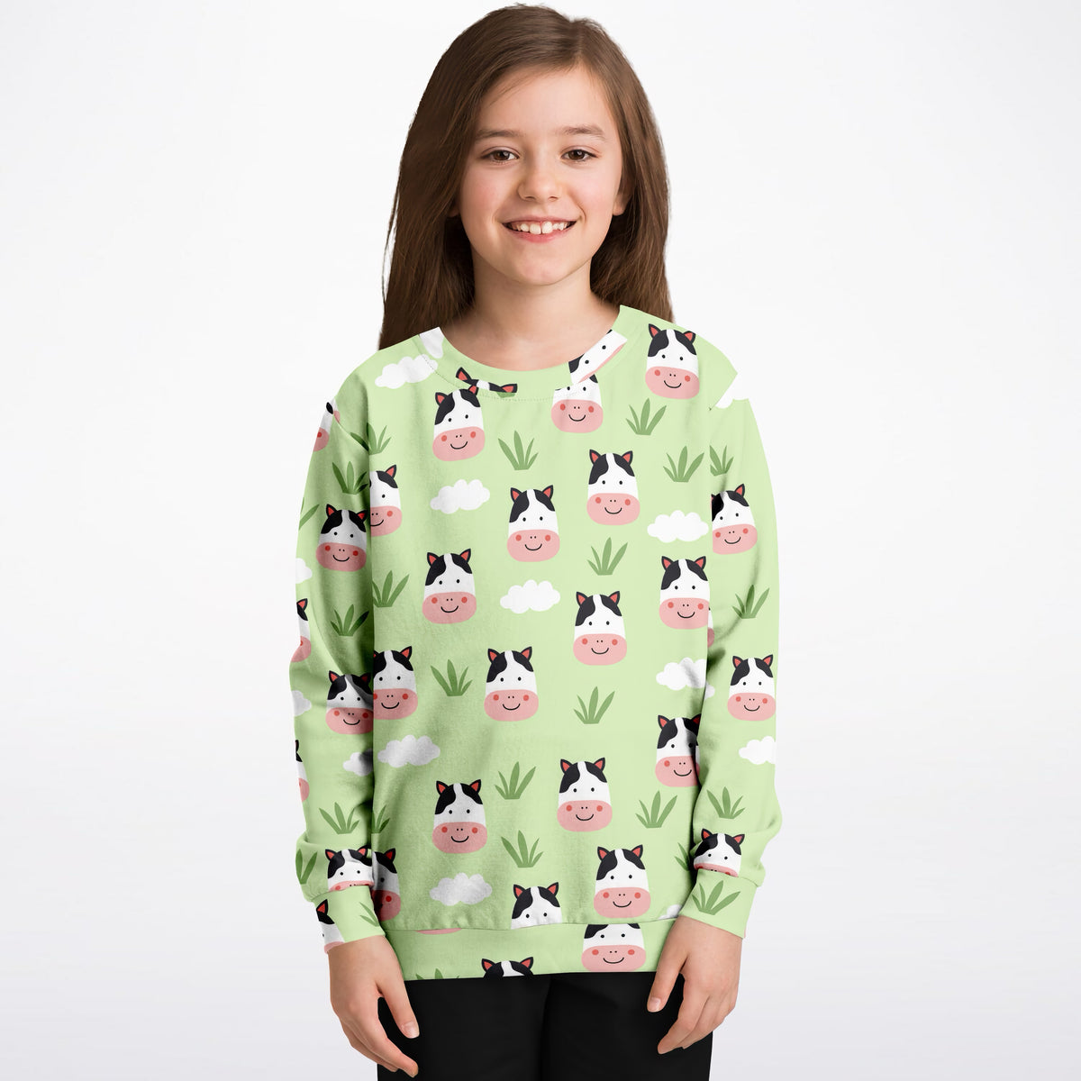 Kids Cute Cow Faces Sweatshirt – Ultra Soft & Stretchy, Cozy Fleece or Lightweight Sports Fabric Sweatshirt – Ultra Soft & Stretchy, Cozy Fleece or Lightweight Sports Fabric