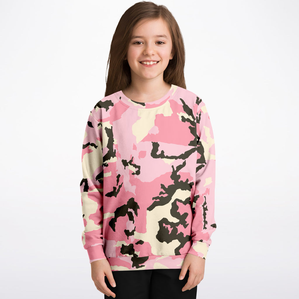 Girls Classic Pink Camouflage Sweatshirt – Ultra Soft & Stretchy, Cozy Fleece or Lightweight Sports Fabric Sweatshirt – Ultra Soft & Stretchy, Cozy Fleece or Lightweight Sports Fabric
