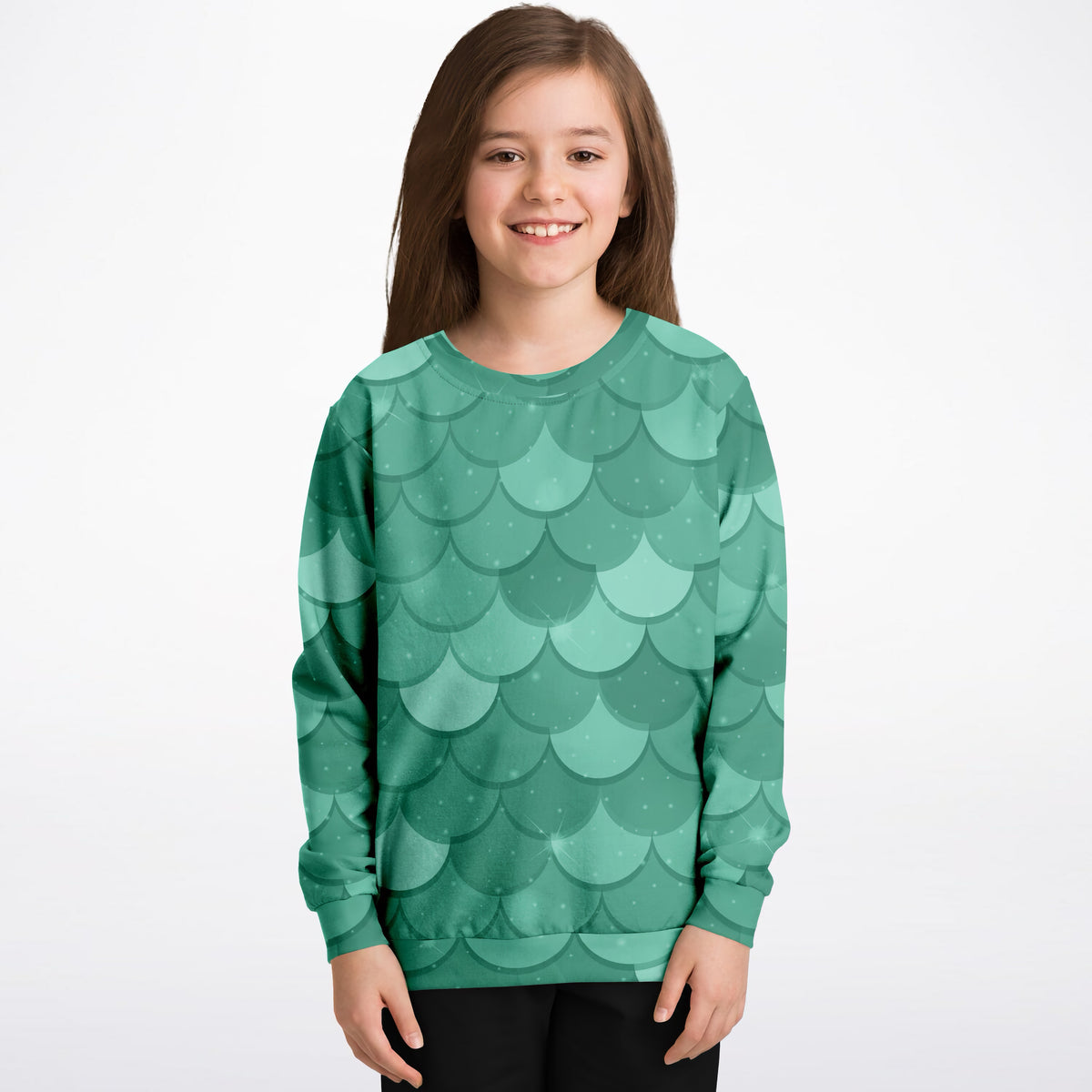 Girls Green Mermaid Sweatshirt – Ultra Soft & Stretchy, Cozy Fleece or Lightweight Sports Fabric Sweatshirt – Ultra Soft & Stretchy, Cozy Fleece or Lightweight Sports Fabric