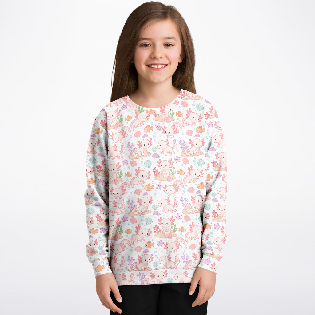 Girls Axolotl Sweatshirt – Ultra Soft & Stretchy, Cozy Fleece or Lightweight Sports Fabric Sweatshirt – Ultra Soft & Stretchy, Cozy Fleece or Lightweight Sports Fabric