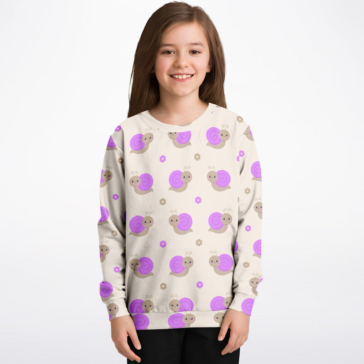 Girls Purple Snail Sweatshirt – Ultra Soft & Stretchy, Cozy Fleece or Lightweight Sports Fabric Sweatshirt – Ultra Soft & Stretchy, Cozy Fleece or Lightweight Sports Fabric